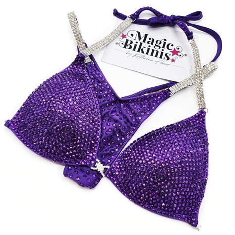 Competition Bikini No NPC Purple Lycra With Connectors Magic Bikinis Custom Competition