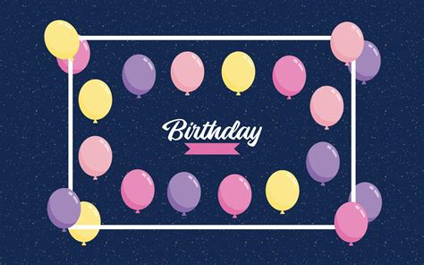 Happy Birthday Lettering Text Banner With Balloon Background 18491037 Vector Art At Vecteezy