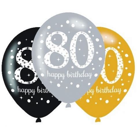 Balloons Sparkling Celebration 80th Birthday 6 Pk Latex Balloons