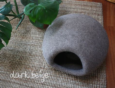 Letto Per Gatto Cuccia Gatto In Feltro Grotta 100 Lana Etsy