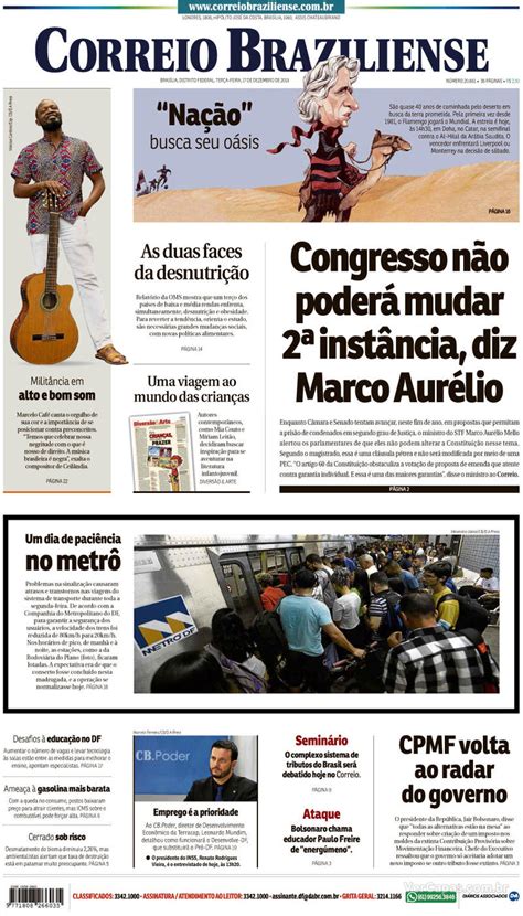 Capa Correio Braziliense Edi O Ter A De Dezembro De