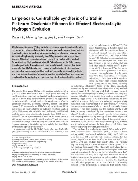 LargeScale Controllable Synthesis Of Ultrathin Platinum Diselenide