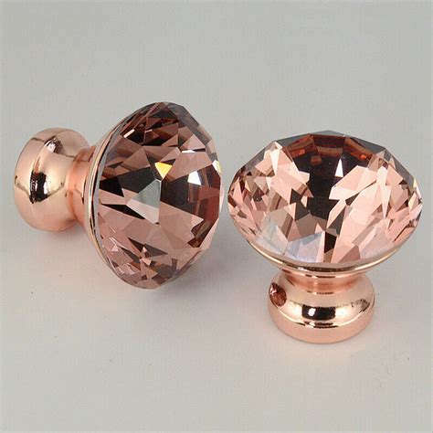 Boutons De Tiroir En Cristal Or Rose Poign E De Traction En Forme De