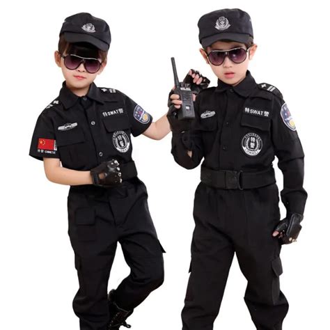 Police Costumes For Kids Cosplay Swat Boys Army Uniform Children