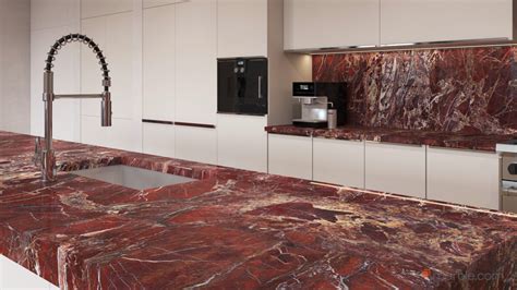 Red Ravel Jasper Marble Kitchen