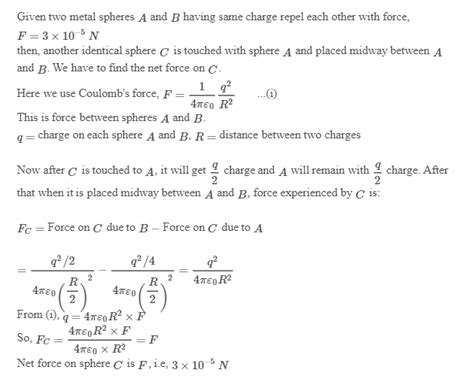 Two Charged Identical Metal Spheres A And B Repel Each Other With A