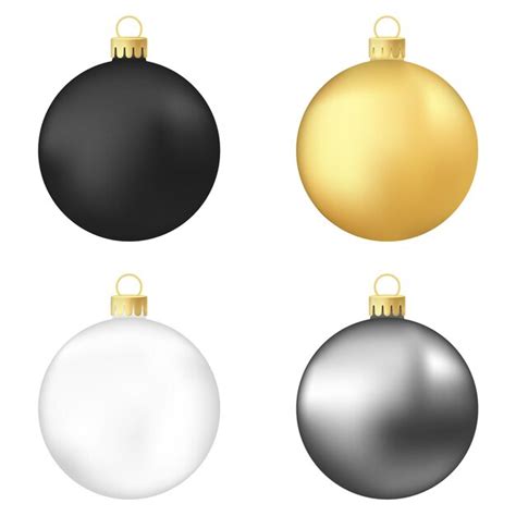 Premium Vector Set Of Black Gold White And Gray Christmas Tree Toy Or