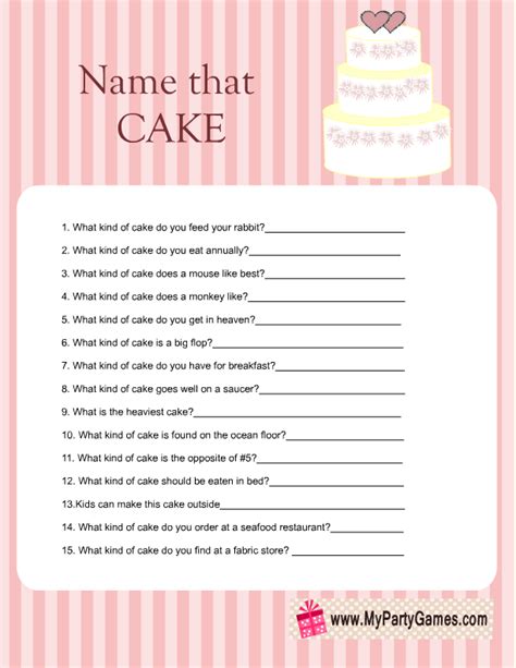 Printable Name That Cake Game Printable Word Searches