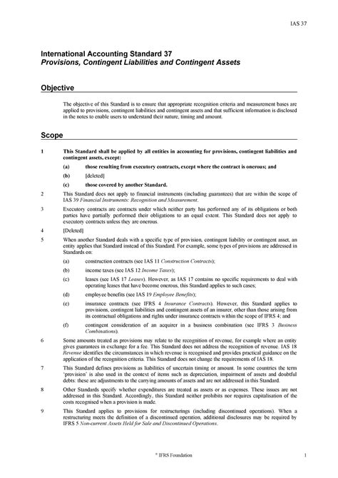 Ias 37 Provisions Contingent Liabilities And Contingent Assets