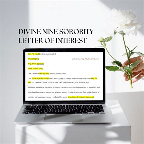 Divine Nine Sorority Letter Of Interest Template Etsy