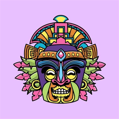 Premium Vector Hawaii Tiki Mask Cartoon Vector Icon Illustration