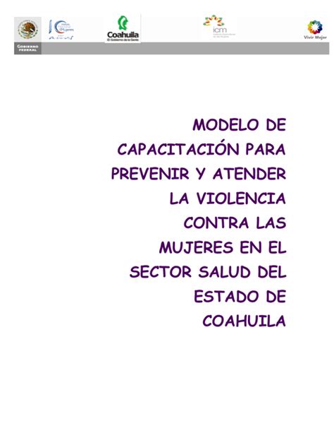 Modelo De Capacitaci N Para Prevenir Y Atender La