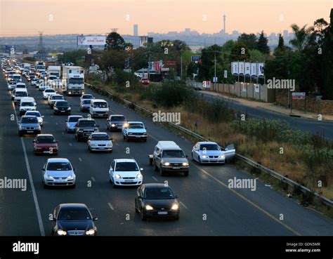 M1 Rush Hour Traffic Johannesburg Gauteng South Africa Stock Photo