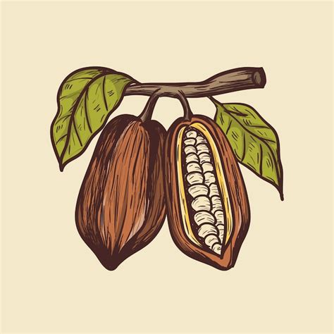 Illustration De Dessin De Main De Cacao Vecteur Premium