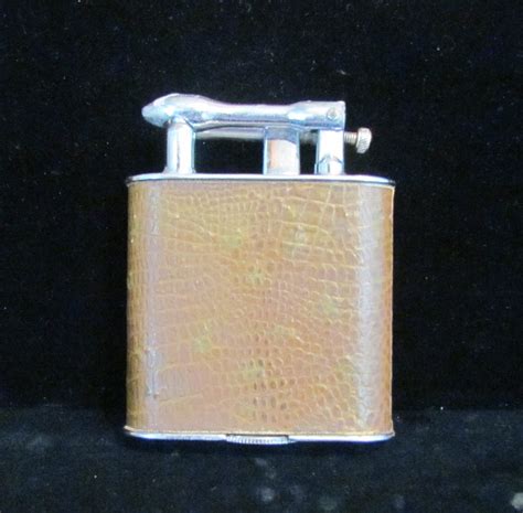 Vintage Lift Arm Table Lighter With Leather Wrap Jumbo 4 14 Size