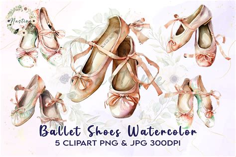 Ballet Shoes Watercolor Clipart Graphic By Nastine Creative Fabrica