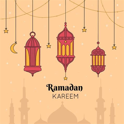 Ramadan Kareem Dessin La Main Vecteur Gratuite