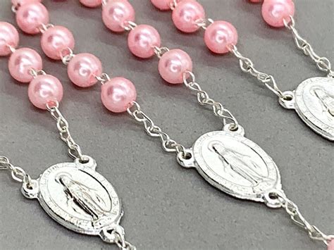 30 Baptism Favors Acrylic Pink Pearls Silver Plated Mini | Etsy