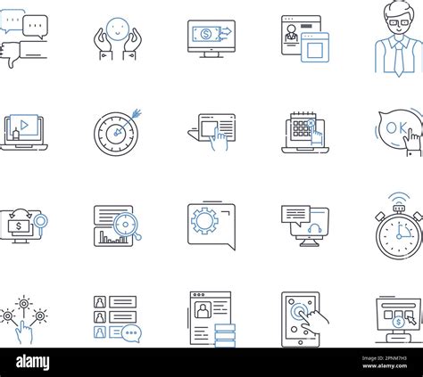 Online Material Line Icons Collection Content Learning Digital