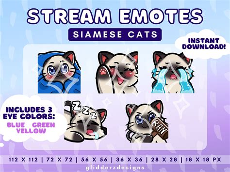 Twitch Cat Emote Jumbo Pack Siamese Cat Twitch Emotes Siamese Cat