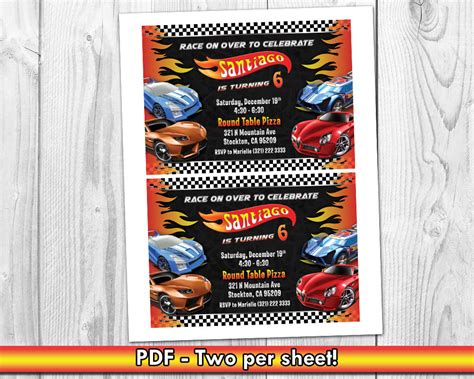 Hot Wheels Birthday Invitation Hot Wheels Invitation Hot Wheels Invite Greeting Cards