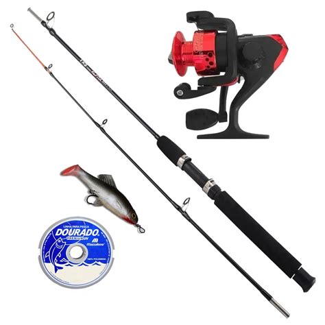 Vara De Pesca Completa Molinete Linha E Isca Shopee Brasil