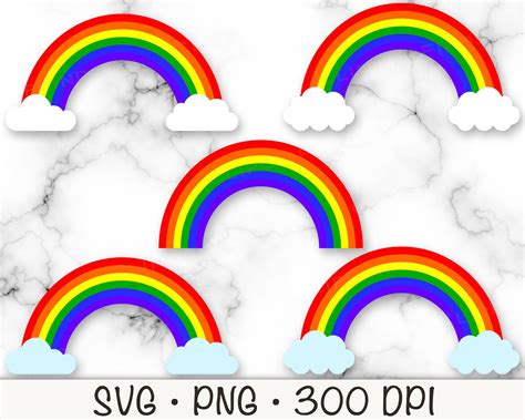 Rainbow Clip Art Rainbow SVG Rainbow With Clouds Rainbow - Etsy