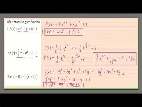 Sum And Difference Rule For Derivatives Examples Youtube