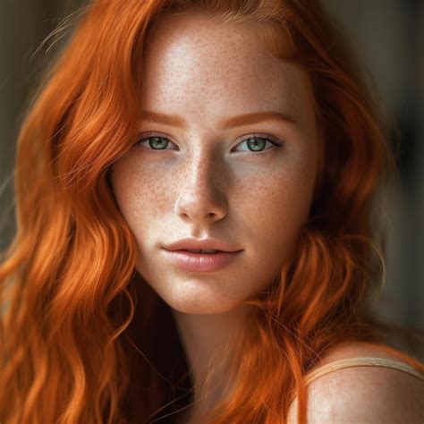 Premium Photo A Woman With Red Hair And Freckles Has Freckles On Her Face