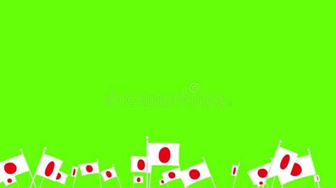 Many Waving Japanese Flags On Green Screen Stock Video Video Of