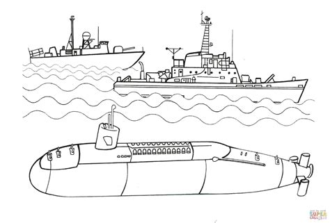 Submarine coloring pages to download and print for free