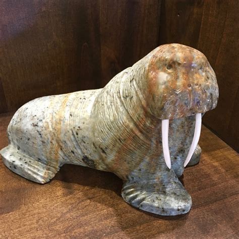 Alaskan Inupiat Art Walrus Carving, by Eric Tetpon– Raven Makes Gallery