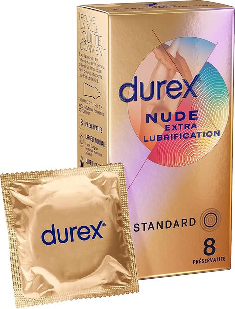 Durex Préservatifs Nude Extra Lubrification 8 Préservatifs Homme