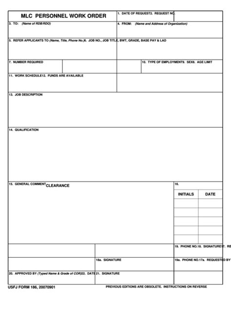 Fillable Mlc Personnel Work Order Form Printable Pdf Download