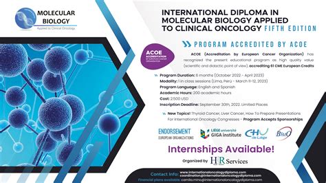 Diplomado Internacional En Biología Molecular Aplicado A La Oncología Clínica Quinta Edición