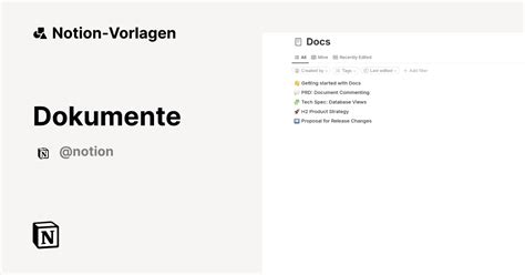 Dokumente 2024 Vorlage Notion Marketplace