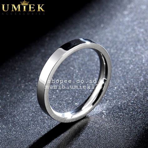 Jual Cincin Pria Wanita Titanium Silver Putih Polos Cowok Cewek Cowo