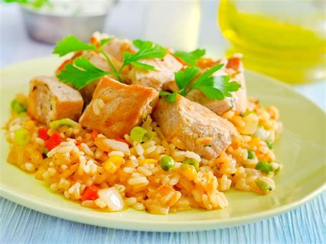 Riz Pilaf Au Poulet Et Petits Pois Recette De Riz Pilaf Au Poulet Et