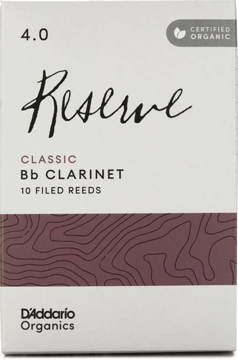 D Addario Organics Reserve Classic Bb Clarinet Reeds 4 0 10 Pack