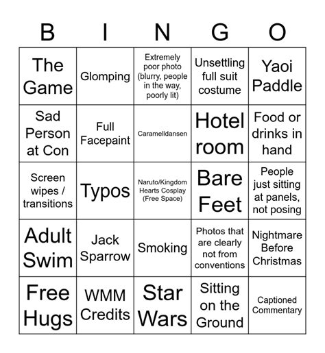 Anime Convention Bingo Card