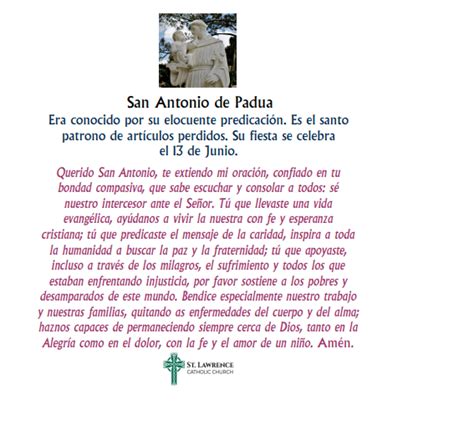 Prayer Cards – Spanish – St. Lawrence Catholic Church