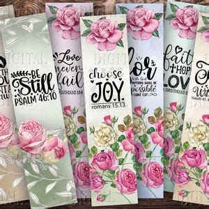 Printable Bible Verse Bookmarks, 7 Floral Bookmarks, Christian Quotes ...