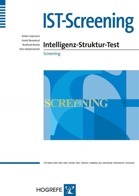 Ist Screening Intelligenz Struktur Test Ab 15 Jahre Kaufen Hogrefe