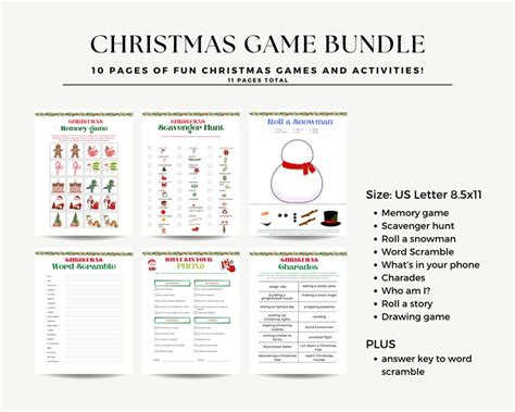 Printable Christmas Game Bundle Christmas Party Games Etsy