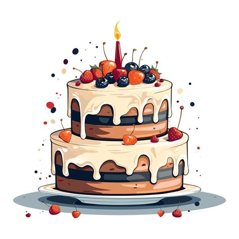 Premium Vector Birthday Cake On White Background Vector Illustration