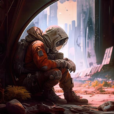 Premium AI Image An Astronaut Exploring An Alien Planet A Hightech