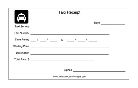 Taxi Receipts (2 per page)