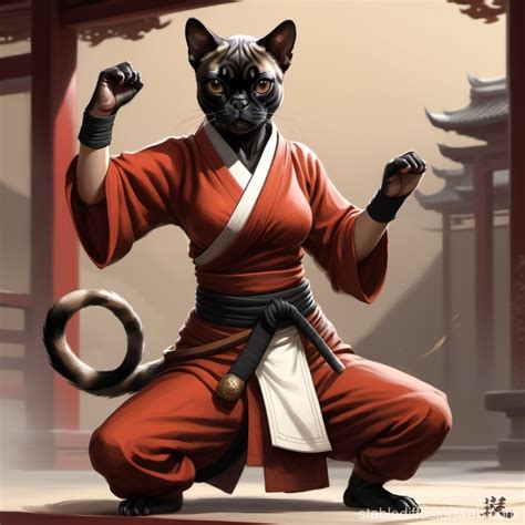 Tabaxi Monk Pugilist in Martial Arts Pose | Stable Diffusion Online