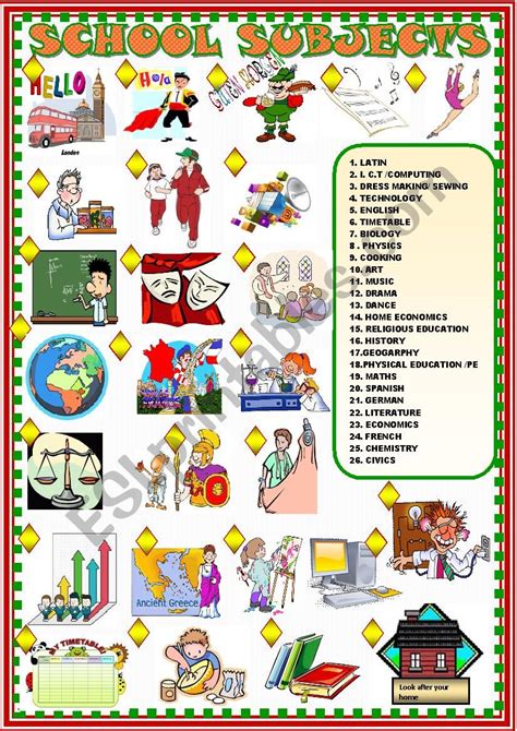 School Subjects New Matching Esl Worksheet By Spied D Aignel