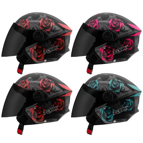 Capacete Aberto New Liberty Three 3 Flowers Elite Pro Tork Masculino